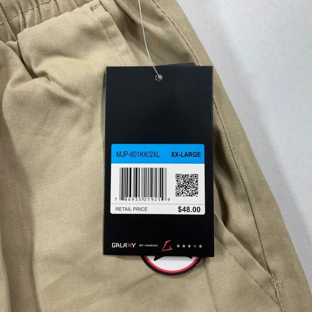 Galaxy Harvic Jogger Cargo Pants Mens 2XL Tan Khaki 4 Way Stretch‎ $48 NEW